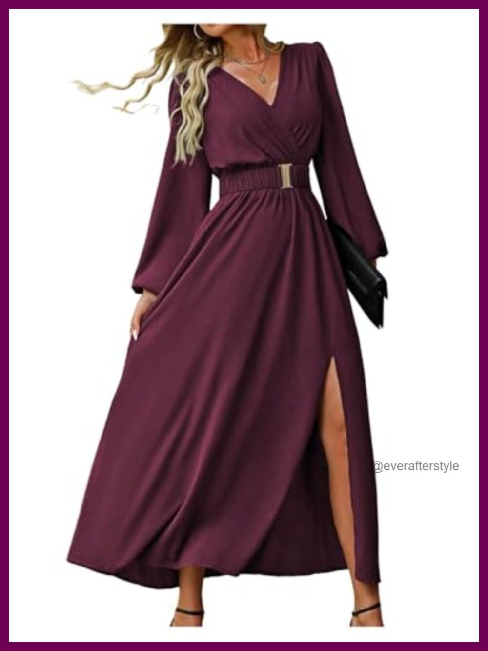 SweatyRocks Long Sleeve Maxi Dress V-Neck Formal Wedding Guest Fit Flare
